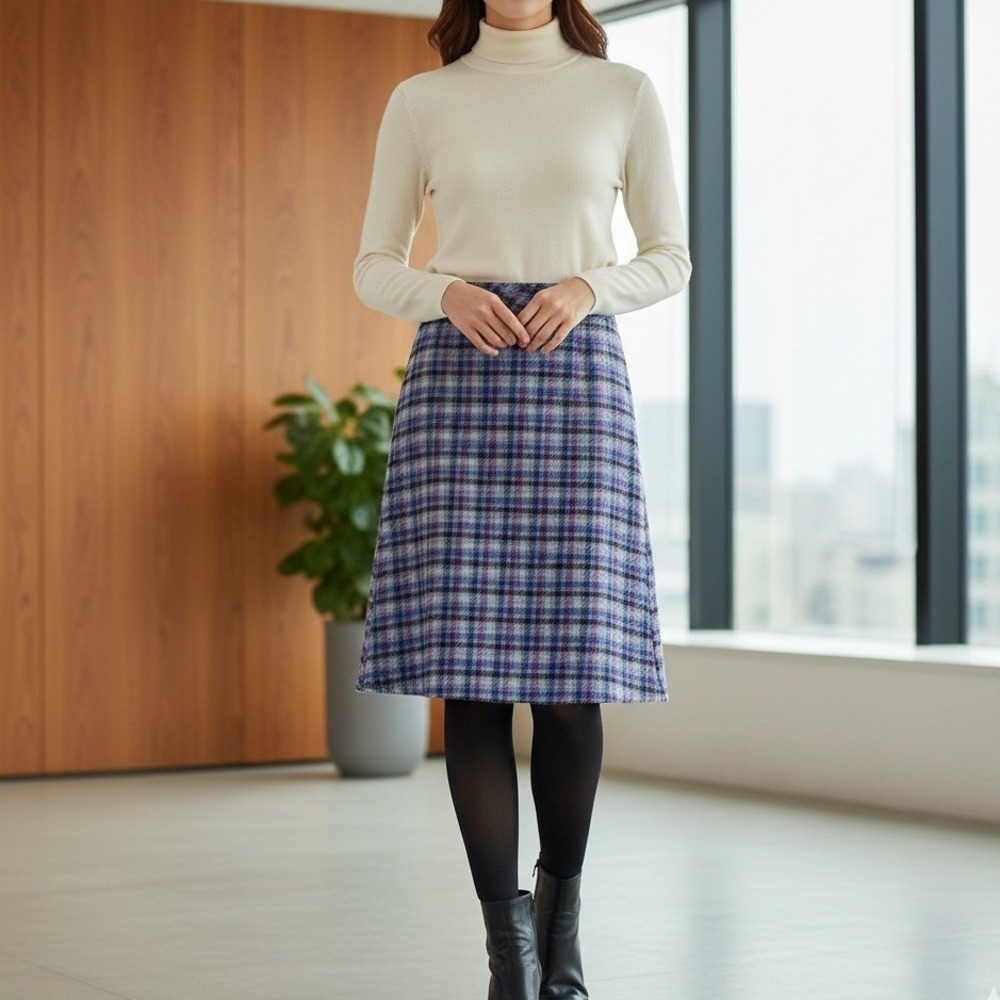 Talbots Skirt Womens Petite Sz 6P Wool Blend Multicolor Plaid Clueless Academia